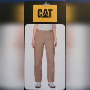 Cat Caterpillar Ladie's Beige Straight Leg Painter Work Pants, Size 10, NWT